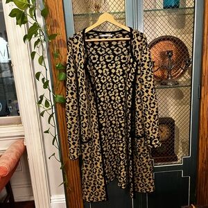 Leopard Print Open Duster Cardigan